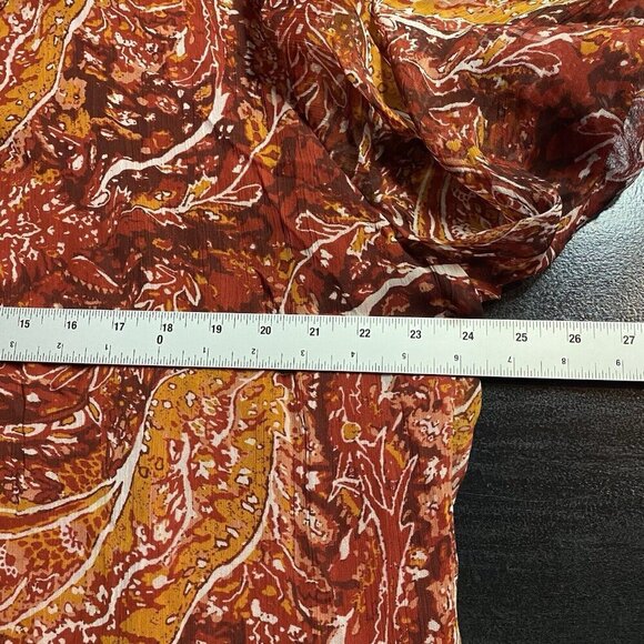 Soft Surroundings Top Plus 2X Cheyla Tunic Red Paisley Crinkle Chiffon Button Up - Picture 10 of 12